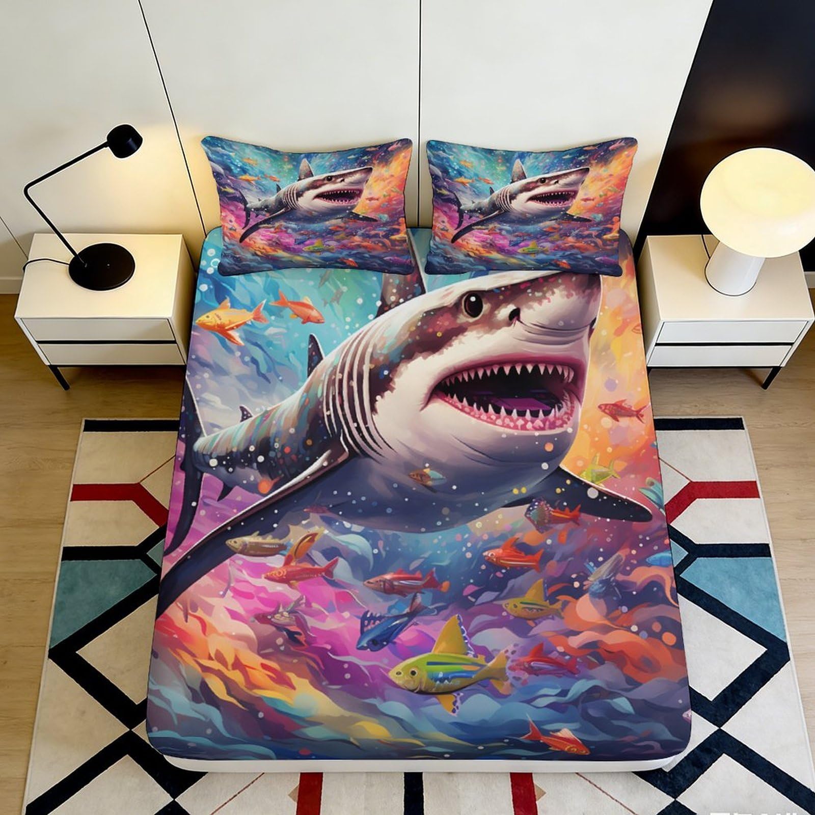 3D Printed Cartoon Panda Fitted Sheet Microfiber Non-Slip Deep Pocket Bedroom Panda Mattress Fitted Cover Washable for Adult Teen 140x200x25cm