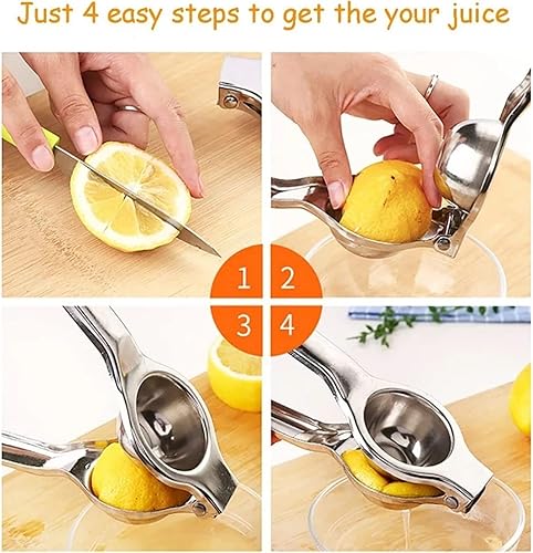 Miniatura 7 de Exprimidor manual de limón, exprimidor de limón de alta resistencia de acero inoxidable con mango ergonómico largo para restaurante, cocina, limón,