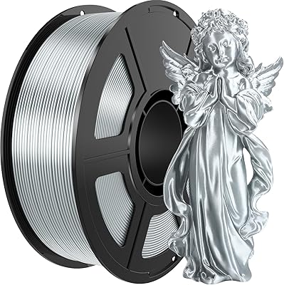 25 – Amoybaby Silk Silver PLA Filament 1.75mm, 1KG(2.2lbs) High Speed 3D Printing Filament PLA Design for Fast Printing, Dimensional Accuracy +/-…
