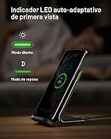 Vista 3 de INIU Cargador inalámbrico, estación de carga rápida Qi certificada de 15 W con luz adaptativa amigable para el sueño compatible con iPhone 17 16 15