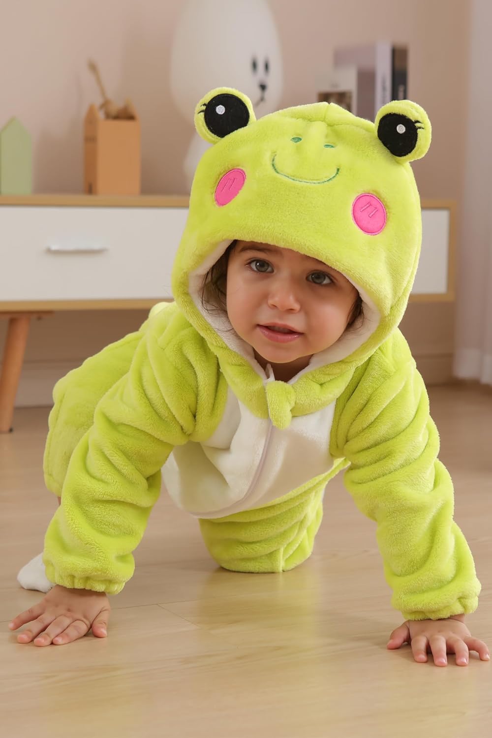 DarkCom Unisex Baby Frog Costume Animal Onesie Toddler Hooded Romper Halloween Kids' Christmas Pajamas - Image 2