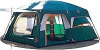 Vista 15 de KTT Extra Large Tent 12 Person,Family Cabin Tents,2 Bay-Windows,2 Rooms and 3 Doors 3 Windows with Mesh,Waterproof,Straight Wall,Double Layer,Big