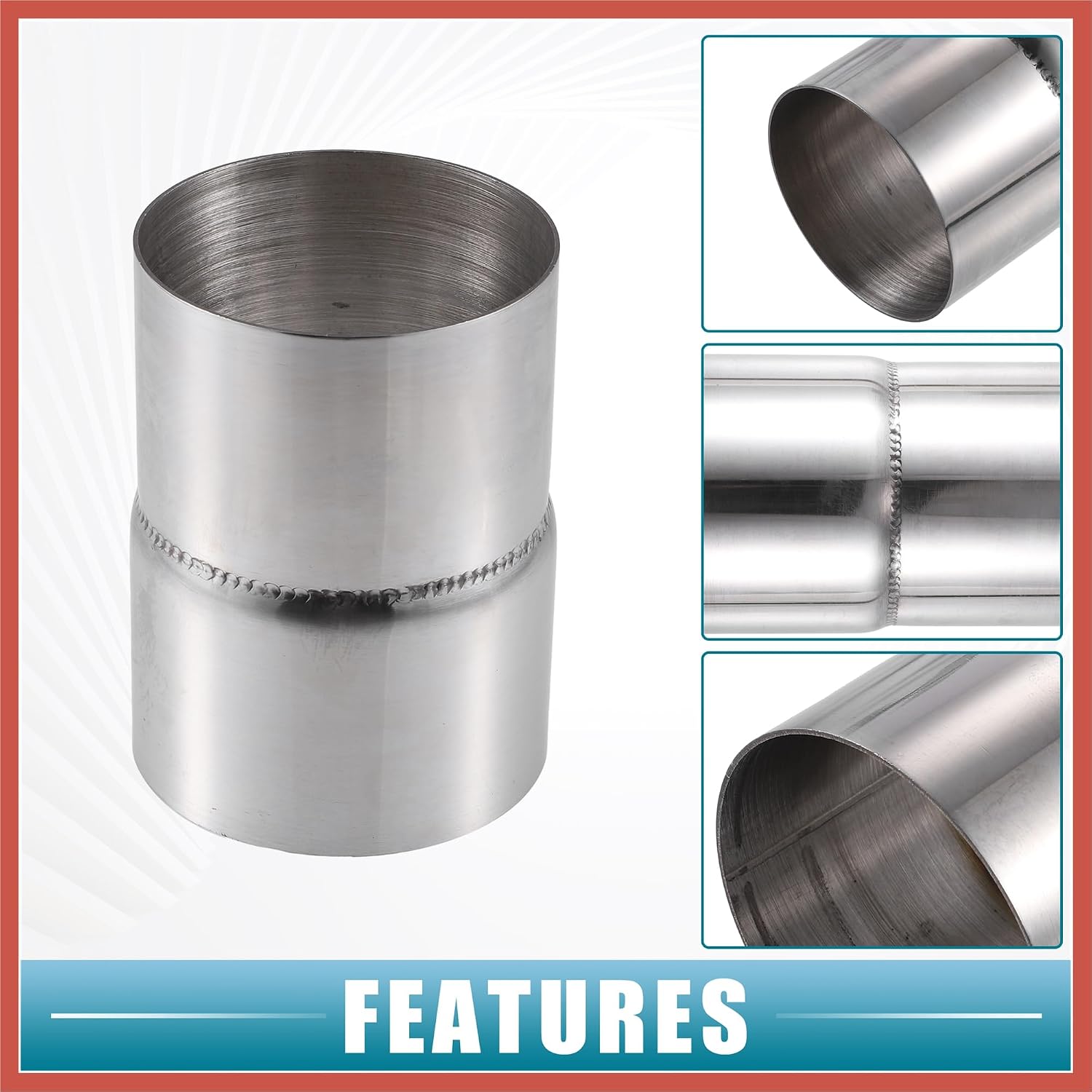 ACROPIX Car Exhaust Pipe Adapter Reducer Connector 2.75" ID to 3" OD Exhaust Expander Universal Stainless Steel Silver Tone (Set of 2) Car Parts