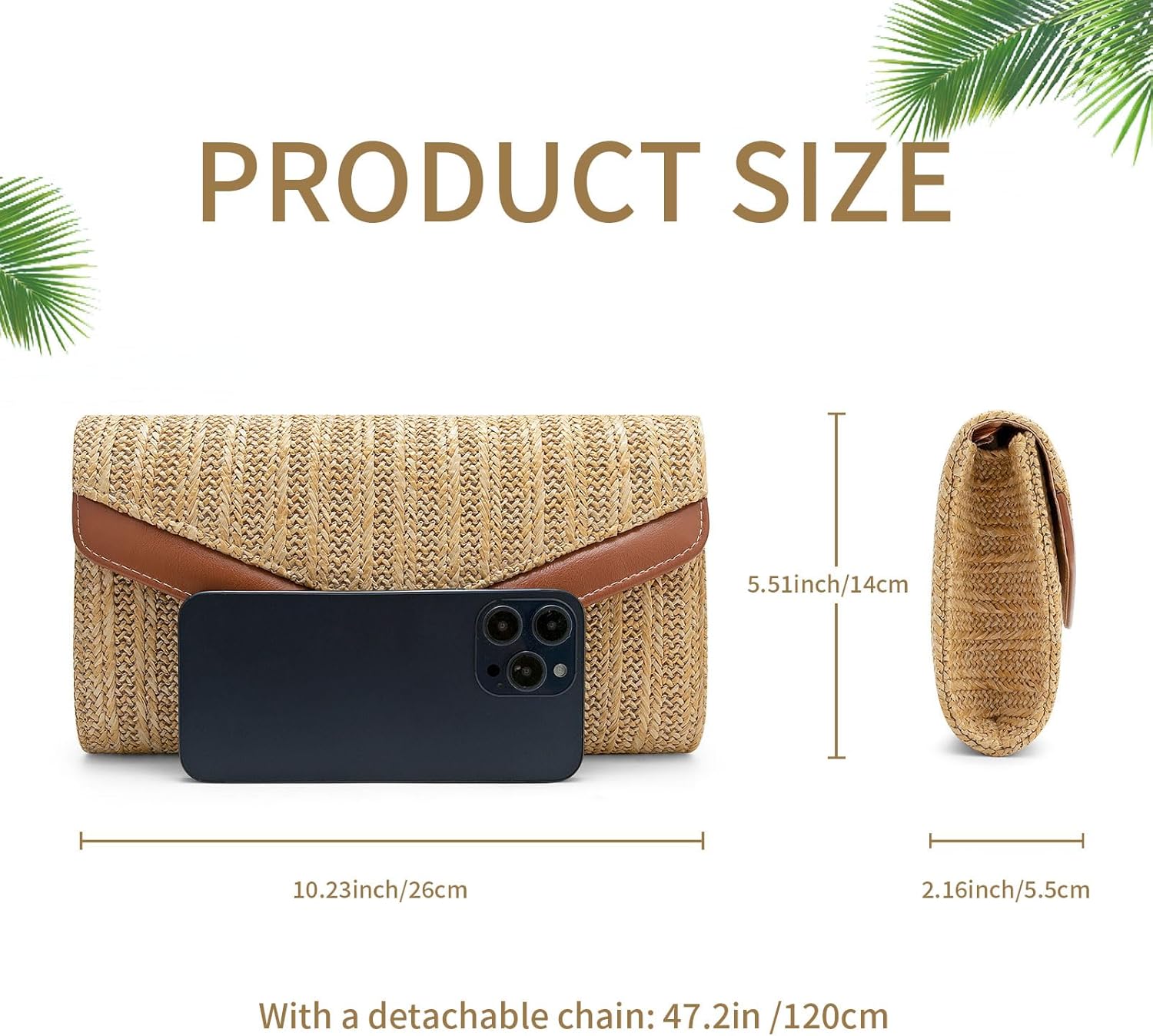 Straw Clutch Purse for Women Envelope Clutch Handbags for Summer Beach Evening Shoulder Crossbody Bag - Image 3