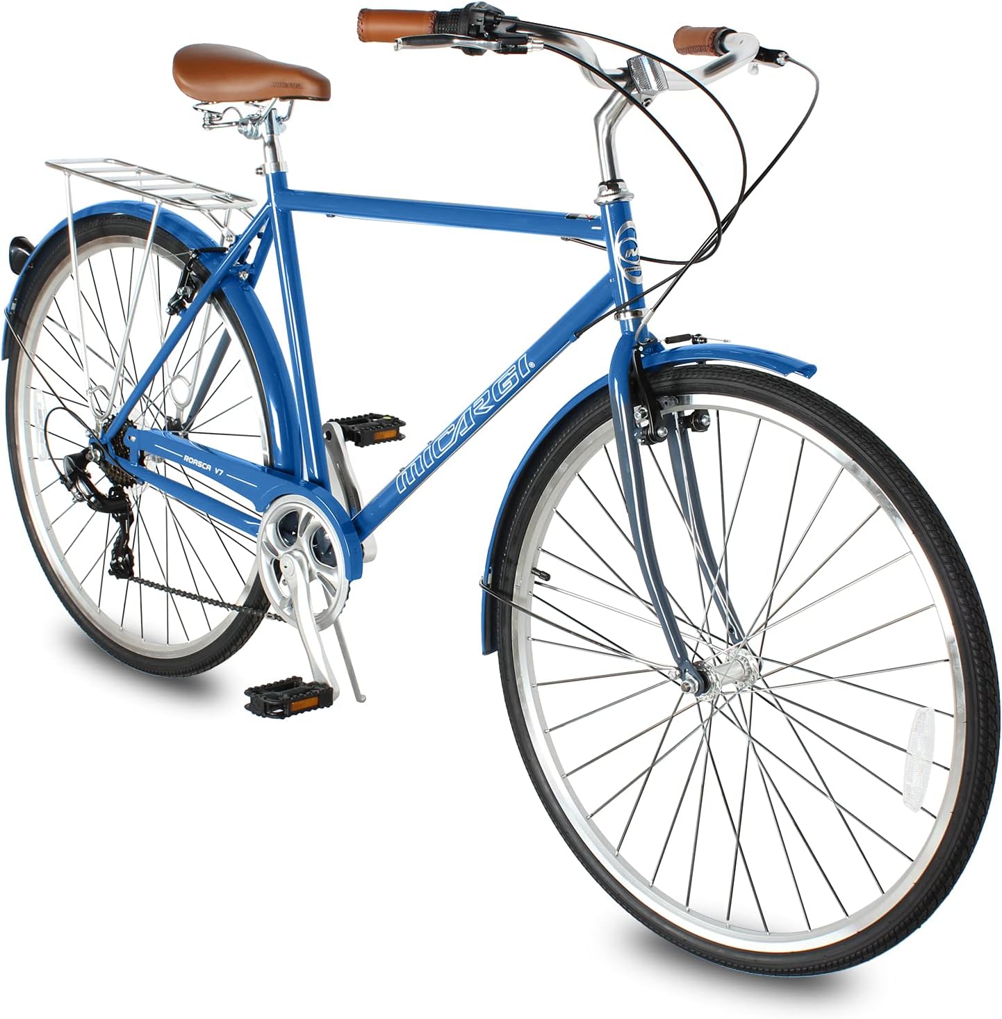 MICARGI ROASCA 700C City Bike 7 Speed V-Brake Commuter Adults Bicycle with Luggage Carrier