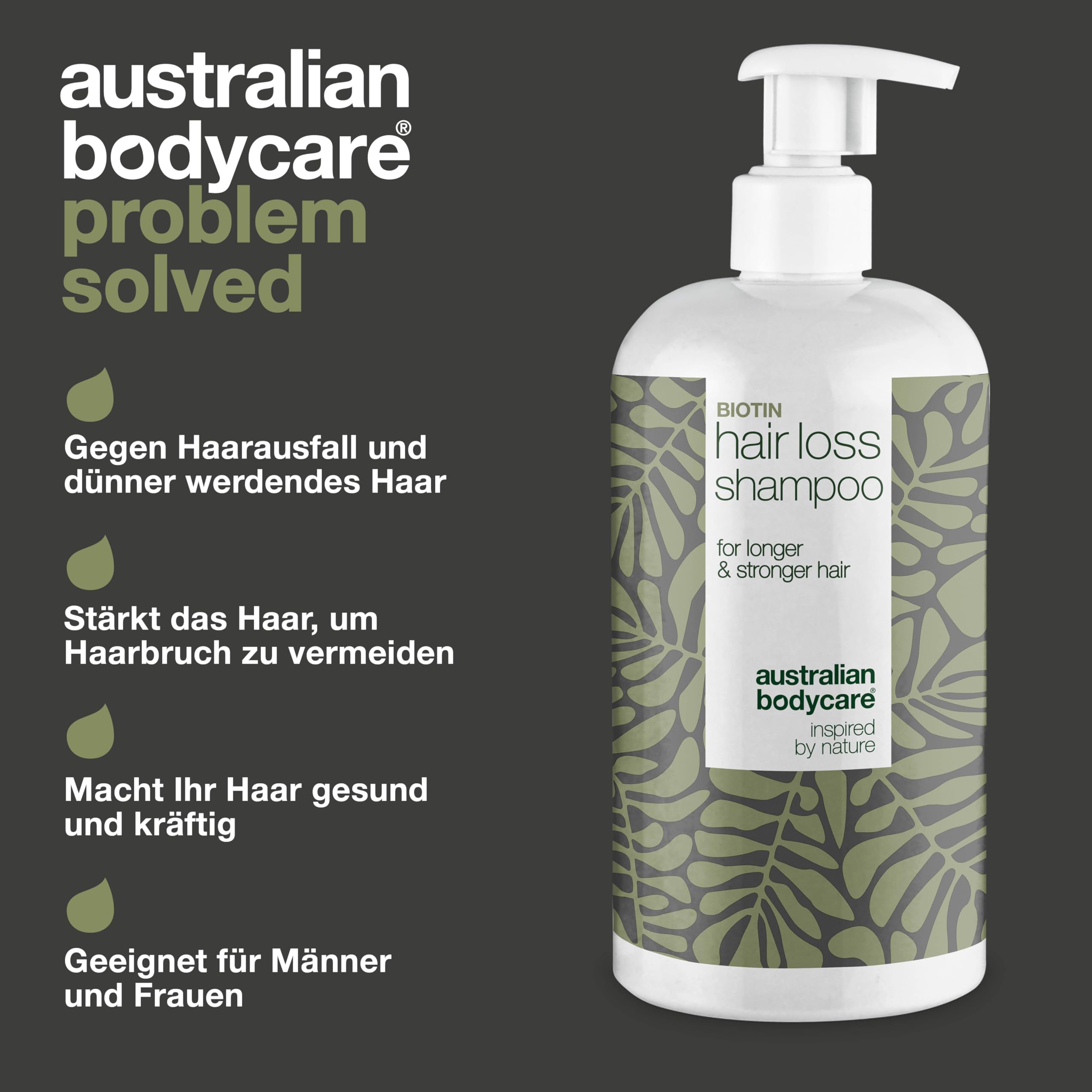 Australian Bodycare Haarausfall-Shampoo, 500 ml, ideal für alle, die unter Haarausfall leiden oder sehr feines, dünnes Haar haben, stimuliert das Haarwachstum, ideal für langsam wachsendes Haar, mit