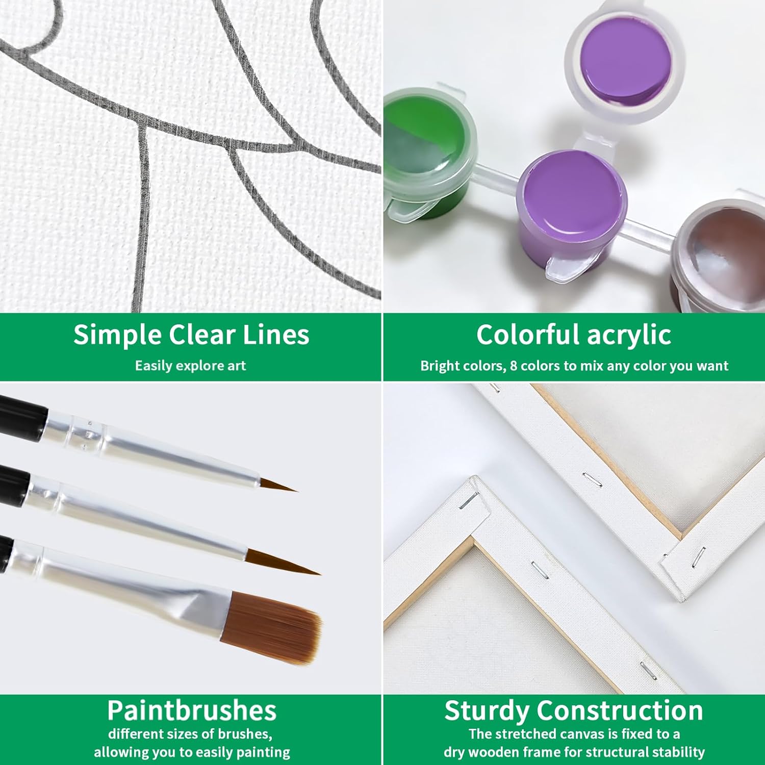 VOCHIC 2 Pack Sip and Paint Kit Pre Drawn Canvas for Painting for Adults Couples Date Night Games Outline Canvas Party Art Set Paints Brushes Pallets Valentine (12x16 Inches, Beach and Heart)