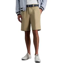 Haggar Mens Cool 18 Pro Straight Fit Pleated Front 4-Way Stretch Expandable Waist Golf Performance Short