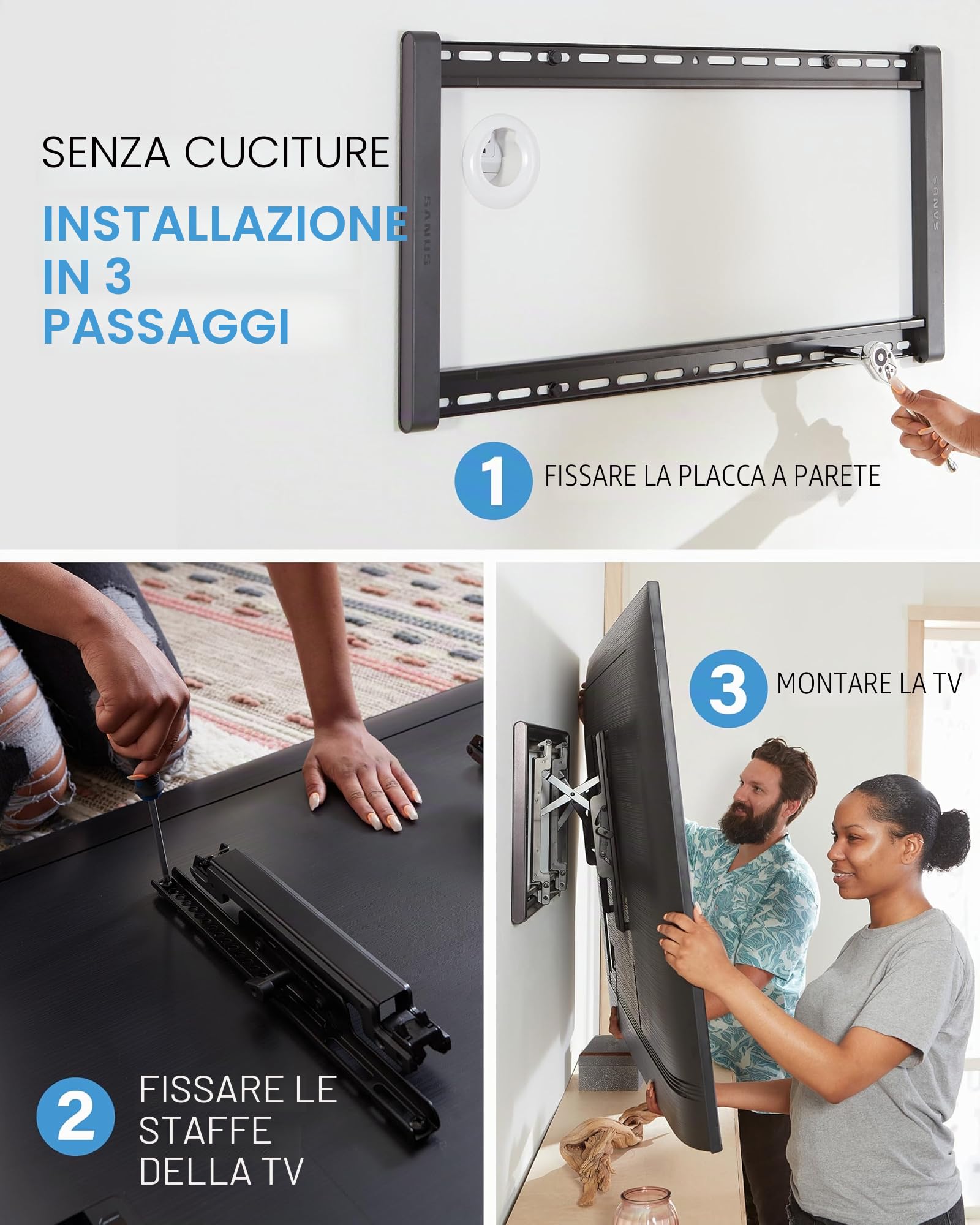 Sanus VLT7-B2 (Nero) Staffa TV inclinabile e Girevole da 42-90"