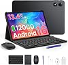 P13 Pro 13.4 Inch Large Tablet, Android 16 Tablets, Gemini AI, 120Hz, 48GB+256GB/TF 2TB, 12000mAh/18W, T7280 Octa-Core, 4G Dual SIM, OTG, 16MP+8MP, Face ID, 5G WiFi, Tablet with Keyboard Stylus, Black