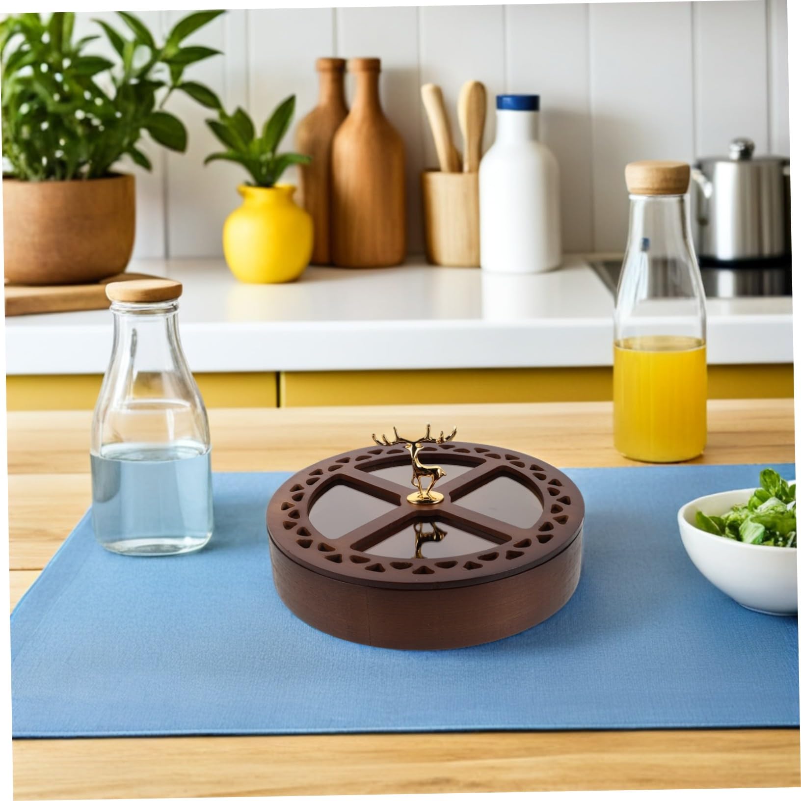 NUOBESTY Plateau à Fruits avec Couvercle et Compartiments Boîte à Noix et Bonbons Plat de Service pour Fruits Secs et Noix