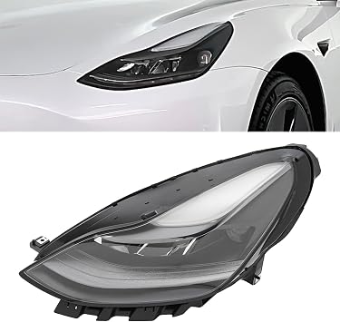 Headlight Compatible With 2021 2022 2023 Tesla Model 3 / Y Matrix LED Headlamp Head Light Assembly Black Housing Clear Lens Left Driver Side LH