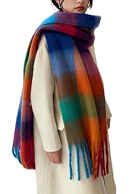 Wander Agio Winter Women Warm Scarf Long Shawl Large Scarves Cold Weather Thick Blanket Scarfs Colorful Plaid