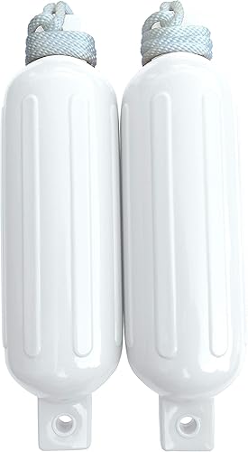 Miniatura 2 de Dock Edge Twin Eye, defensas de barco delfín, acanaladas, paquete de 2 con líneas de muelle