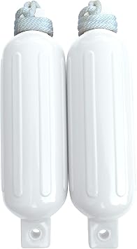 Dock Edge Twin Eye, Dolphin Boat Fenders, Ribbed, 2-Pack with Dockside Lines