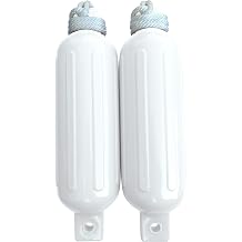 Dock Edge + Twin Eye, Dolphin Boat Fender, Ribbed, 5.5'x20', White, 2-Pack