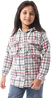 Andora Girls Houndstooth Pattern Hooded Jacket