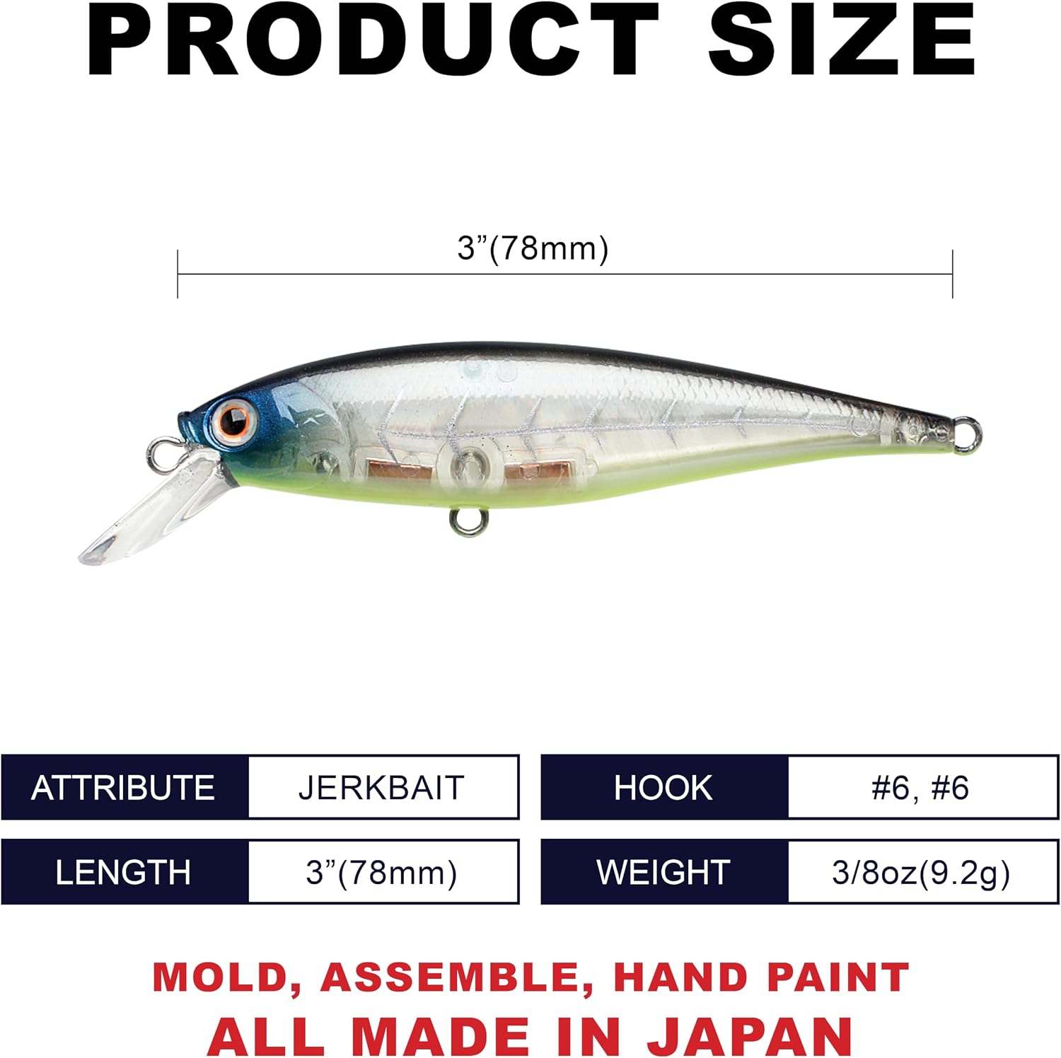LUCKY CRAFT Pointer 78SP Fishing Lures, 3" Freshwater Bass & Trout Lures, Suspending 4ft-5ft Depth, Jerkbait, Bass Fishing Gear and Accessories, Ghost & Aurora