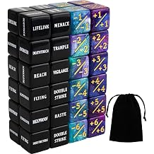 48 Keyword MTG Dice Counter and 1 Life Counter Dice Ability Creature Status Buffer Token Dice Set for Magic the Gathering MTG TCG Card Game Accessories