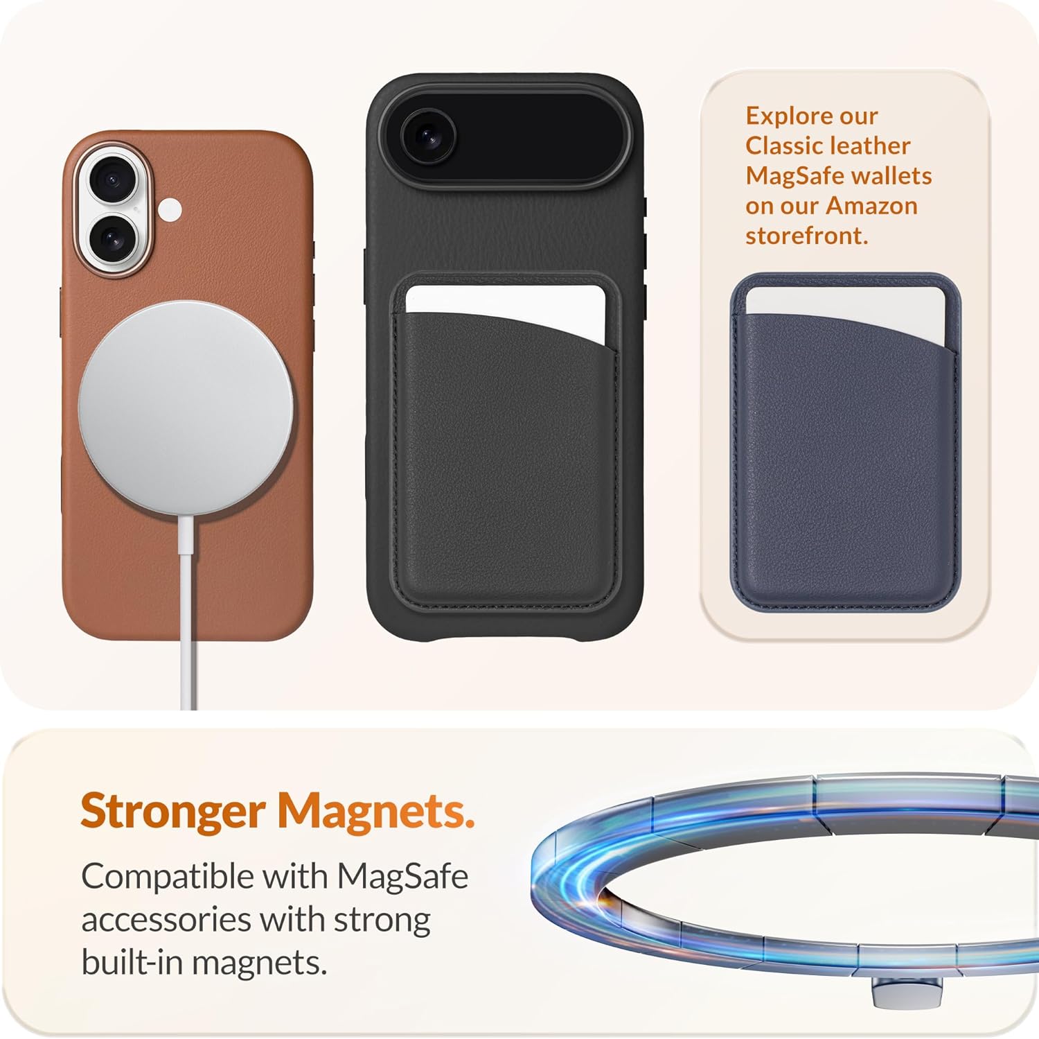 LONLI Classic | Gold-Rated Leather - European Genuine Vele Leather Case for iPhone Air - [Built-in Camera Control and Compatible with Magsafe] - Black - Image 5