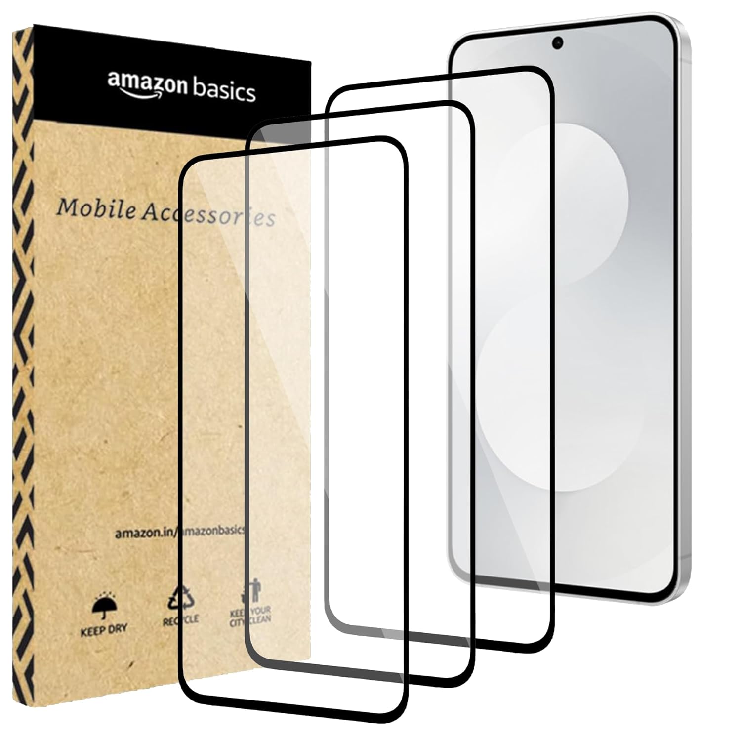 amazon basics Tempered Glass Screen Protector Compatible with Samsung Galaxy S26 Plus / S26 Pro 5G (Fingerprint Unlock Compatible) Transparent Protective Film [Clear HD]