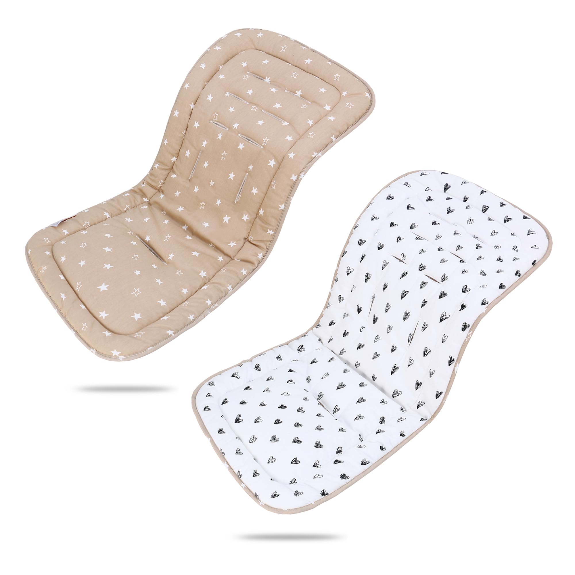 LAT Universal Sitzauflage Kinderwagen, Baumwolle Doppelseitig Verwendbares Sitzeinlage für Kinderwagen, 78x34cm Universal Kinderwagen Einlage für Babyschale Buggy (Stern+Herz)