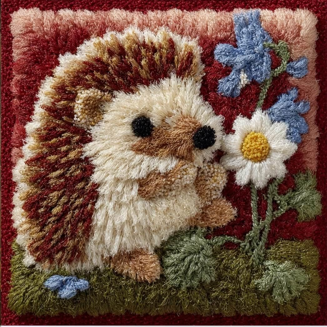 Axiangzik C Latch Hook Ushion Kit,Hedgehog Diy Embroidery Pillow Over 43X43cm