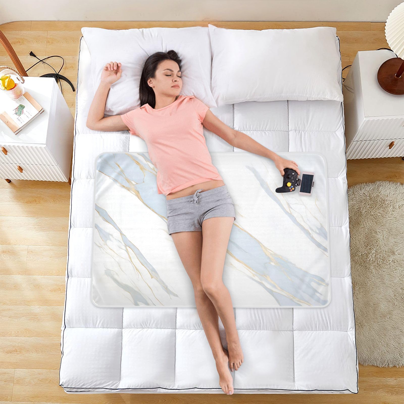 CEBUGI 34” x 52”Washable Underpads Heavy Absorbency Waterproof Incontinence Bed Pads Marble Striped Pee Pads for Adults Kids and Baby