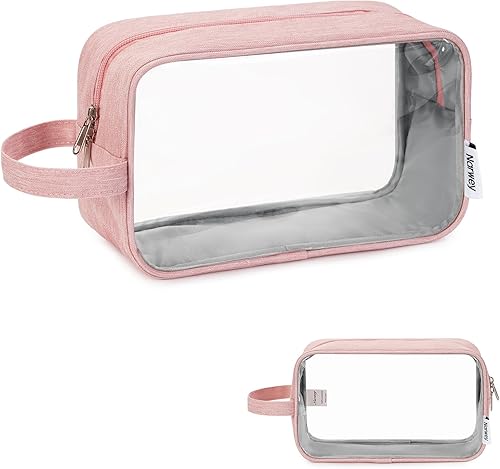 Narwey Bolsas de aseo transparentes de viaje para artículos de aseo personal para hombres y mujeres, bolsa de maquillaje transparente con