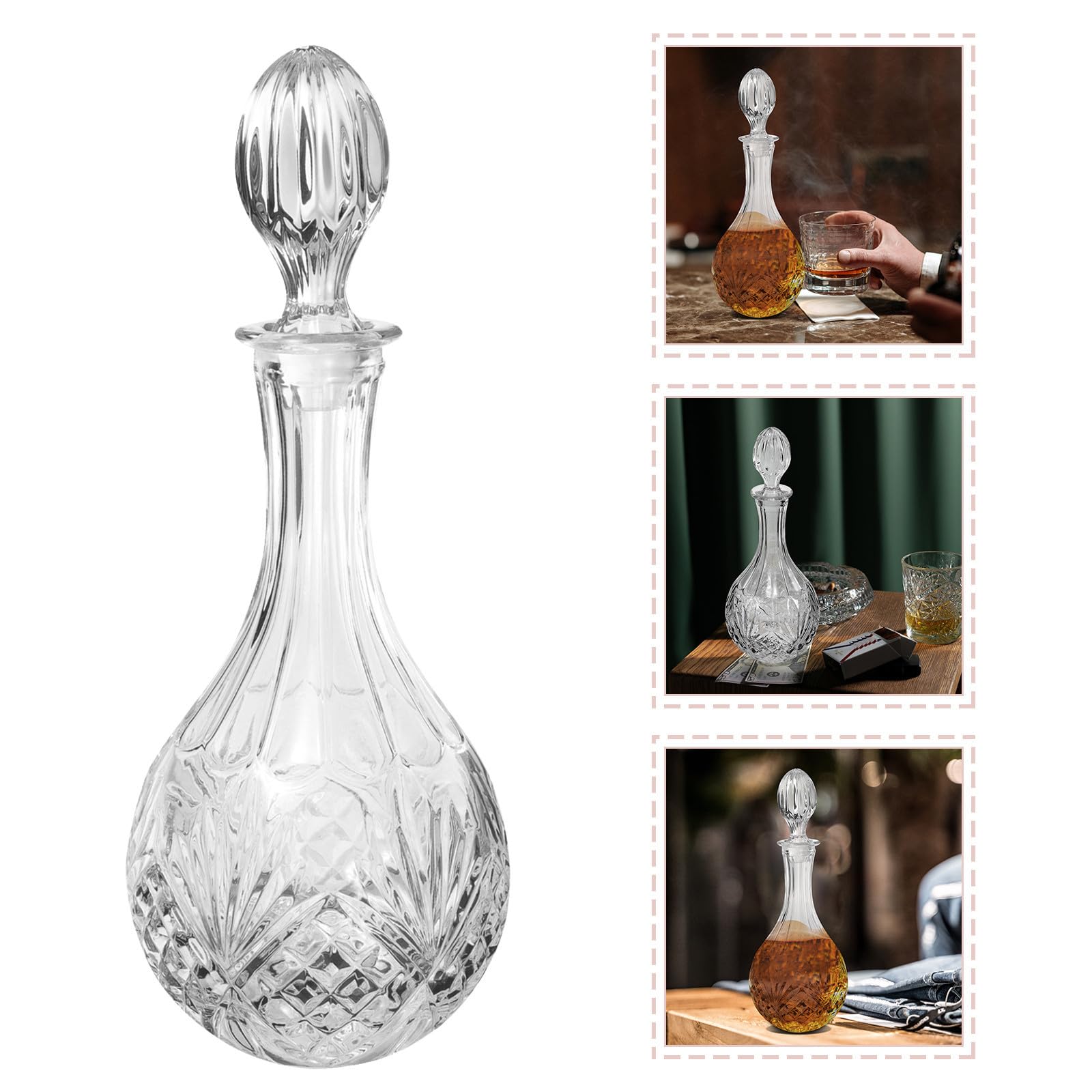 Decantador de Vidrio 850ml sin Plomo para Whisky y Vodka | Capacidad Grande, Uso en Bares y Fiestas, Mejora la Experiencia de Bebida