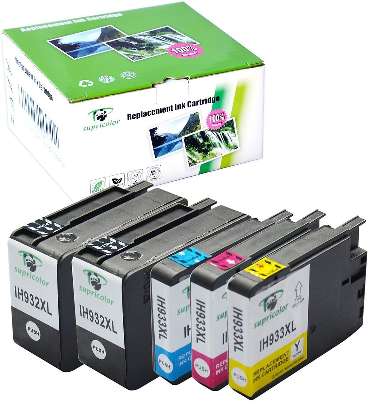 Supricolor Replacement 932XL 933XL High Yield Compatible with Officejet 6100 Officejet 7100 Officejet 6600 Officejet 6700 Officejet 7610 Wide Format Printer (2 Black 1 Cyan 1 Magenta 1 Yellow)