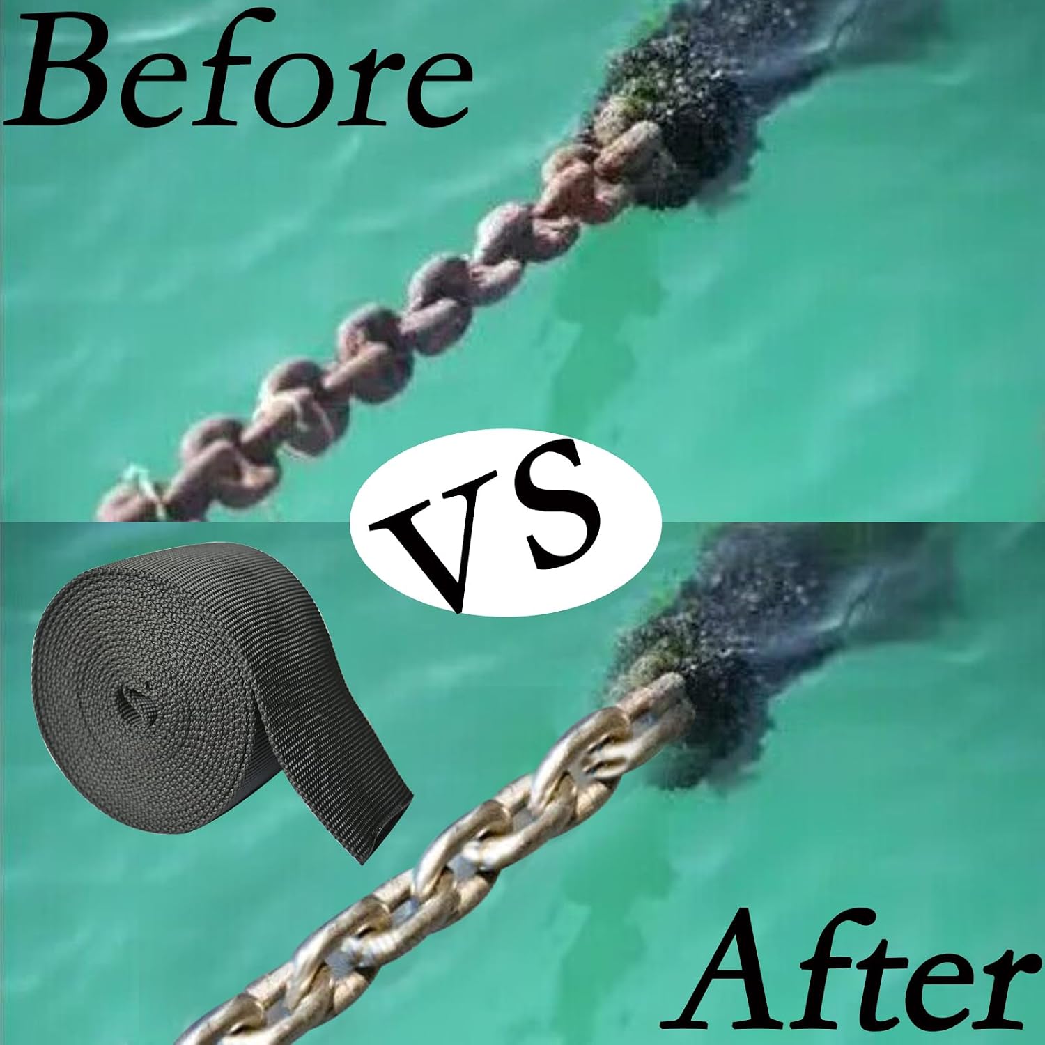 Anchor Chain Protective Cover Black 10 FT Flexible Protective Sleeve for Protecting Boat Anchor Chain Finish from Serious Abrasion Resistance Corrosion