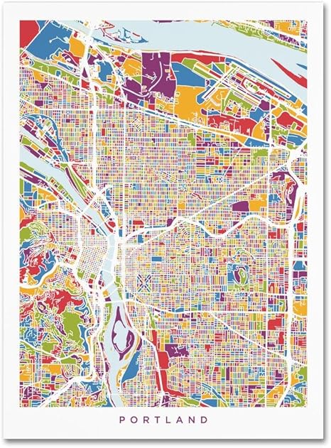 Portland Oregon City Limits Amazon.com: Portland Oregon City Street Map By Michael Tompsett, 24X32-Inch  Canvas Wall Art: Posters & Prints