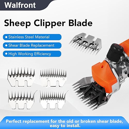 Miniatura 2 de Walfront Cuchilla de repuesto para cortadora de ovejas, hoja recta de 13 dientes y hoja oscilante, cuchillas de acero inoxidable para cabras