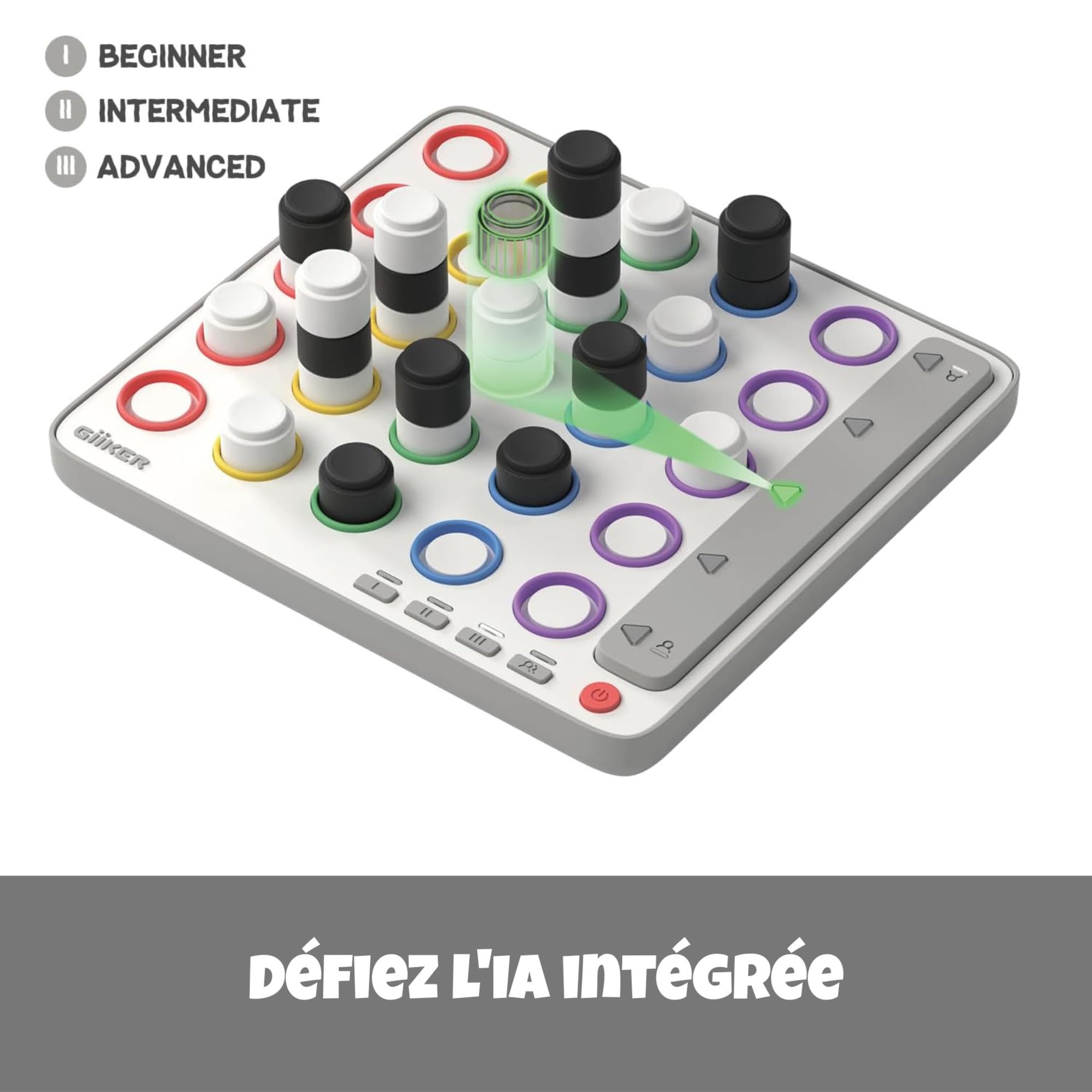 GiiKER Smart Four, Jeu de 4 en Ligne 3D alimenté par l'IA, Jeux de société de stratégie avec Arbitre intégré pour 1 à 2 Joueurs, Jeux de Voyage pour Les 6 à 12 Ans et Plus, Cadeau d'anniversaire