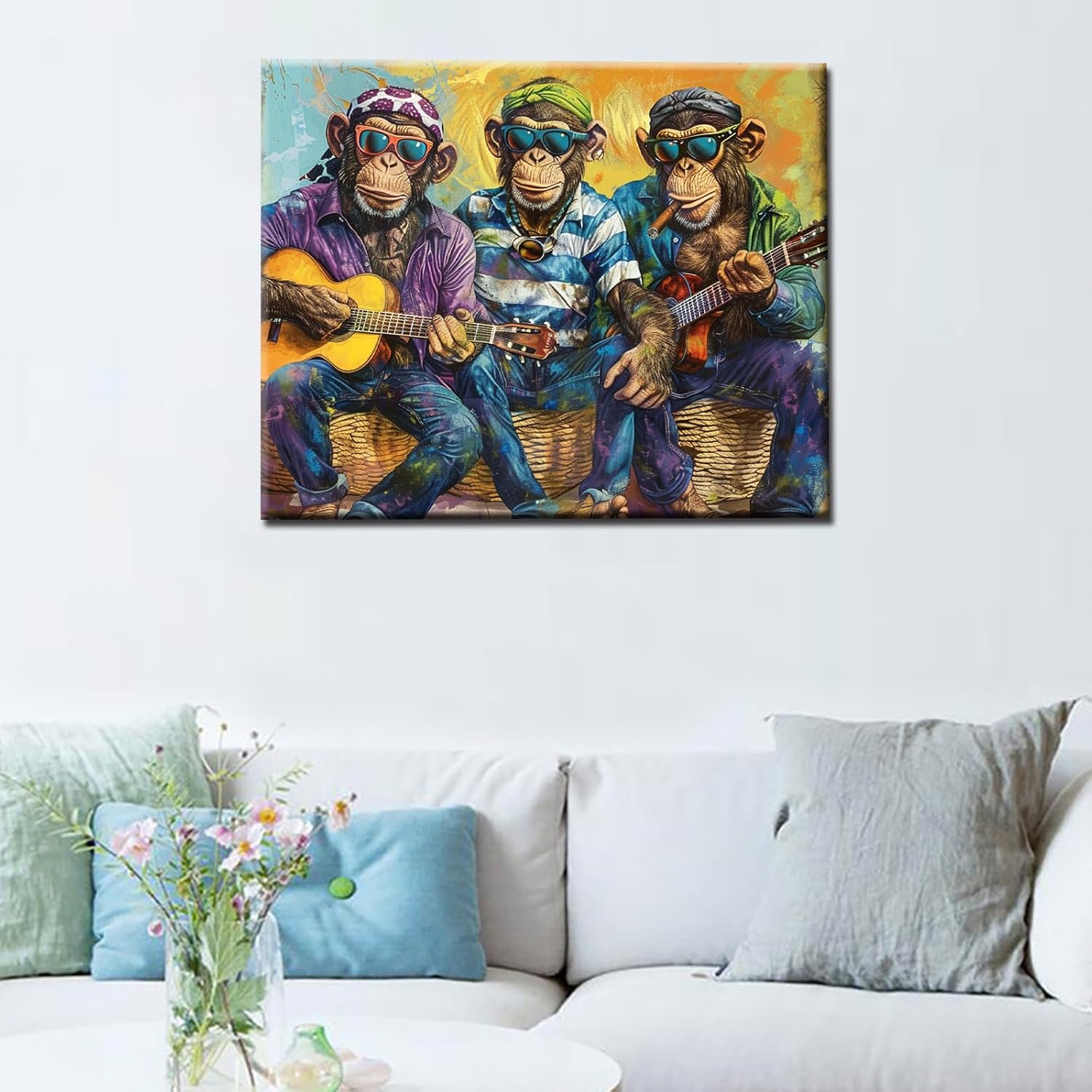 Sunglasses Animal Paint by Numbers Adult,Wearing Jeans Baske Paint by Numbers Colorful Canvas Painting Pigment in Gift Box Graffiti Perfect for Gift Home Wall Decor Framed 16''W x 20''H