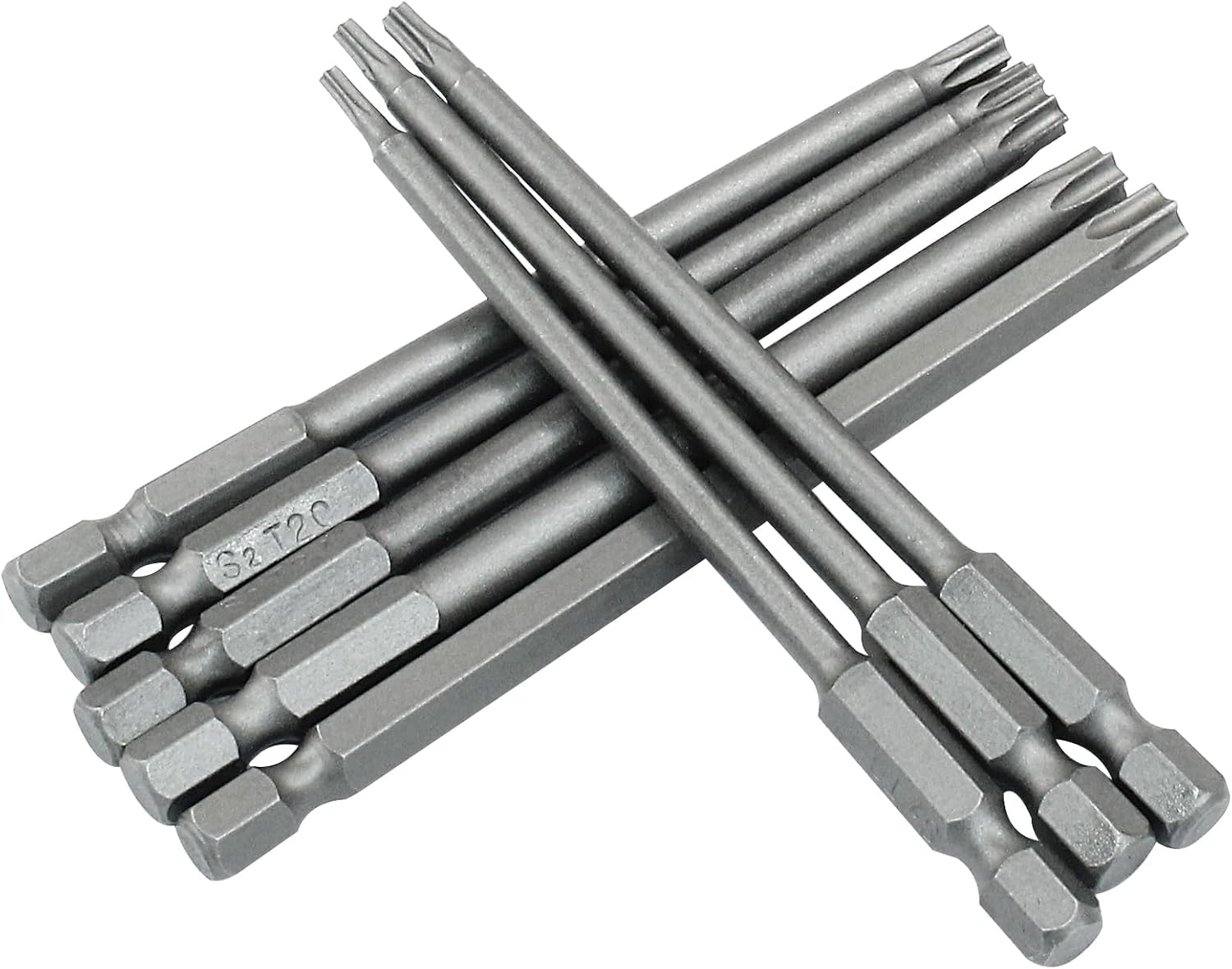 Hordion 8pcs 1/4 Inch Hex Shank T8-T40 Torx Head Screwdriver Bit Set, 4 inch Length S2 Steel Security Tamper Proof Star 6 Point Screwdriver Kit Tools