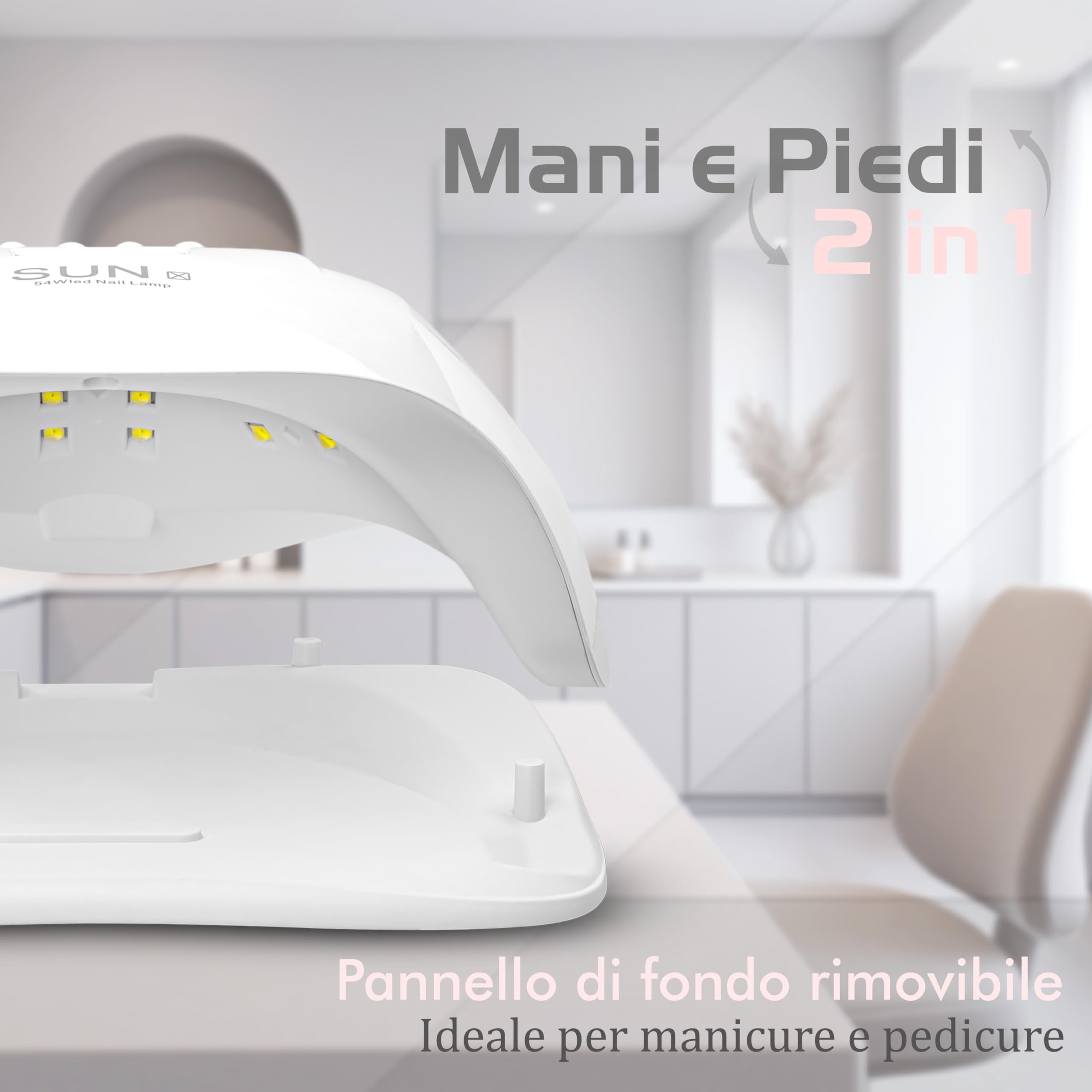 Lampada led unghie UV professionale 36 LED con 5 Timer da 48W / 54W. Fornetto ideale per manicure e pedicure con sensore movimento e base removibile. Forno asciuga smalto per gel UV e semipermanente.