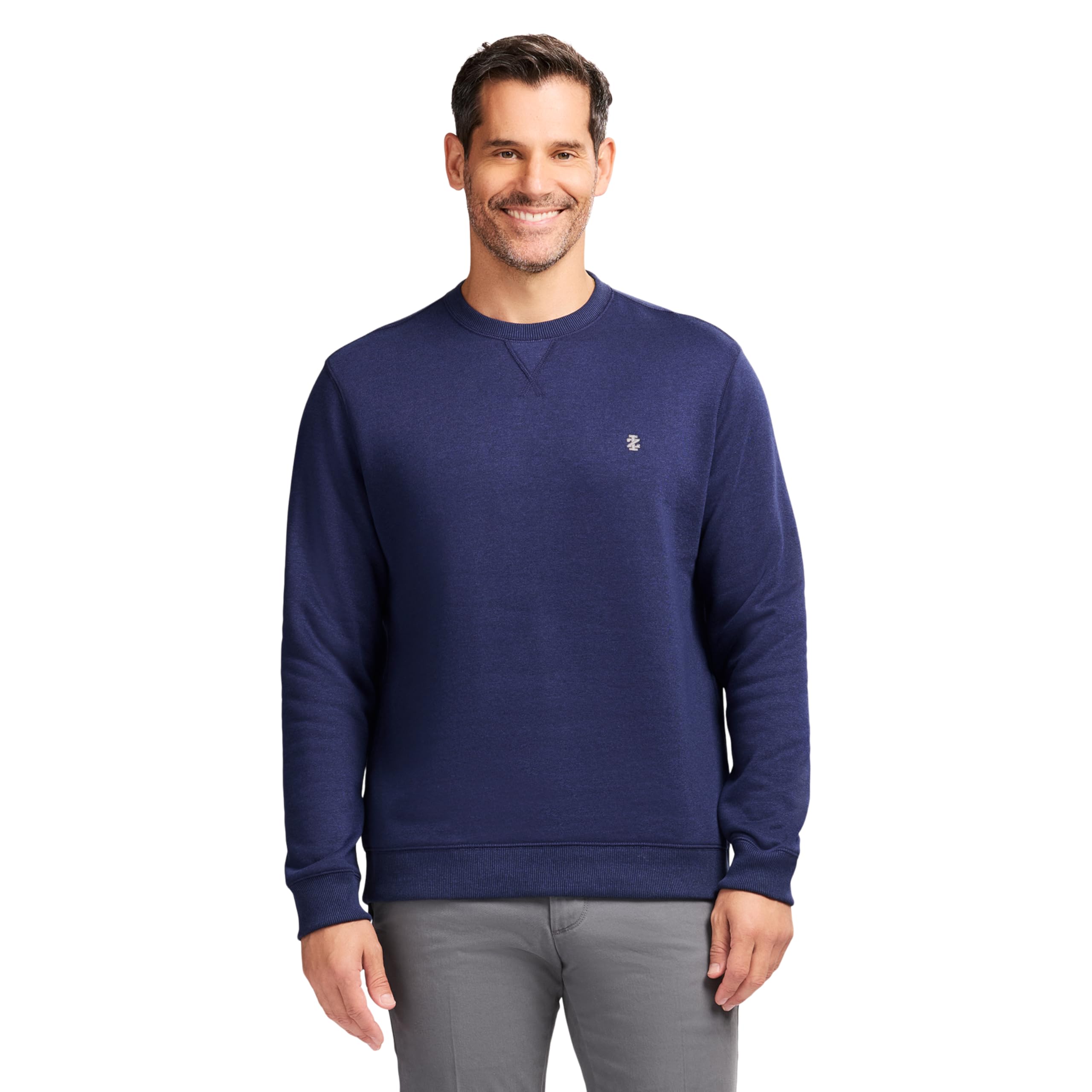 IZOD Men's Advantage Performance Crewneck Fleece Pullover Sweatshirt, Navy Blazer Solid, XL
