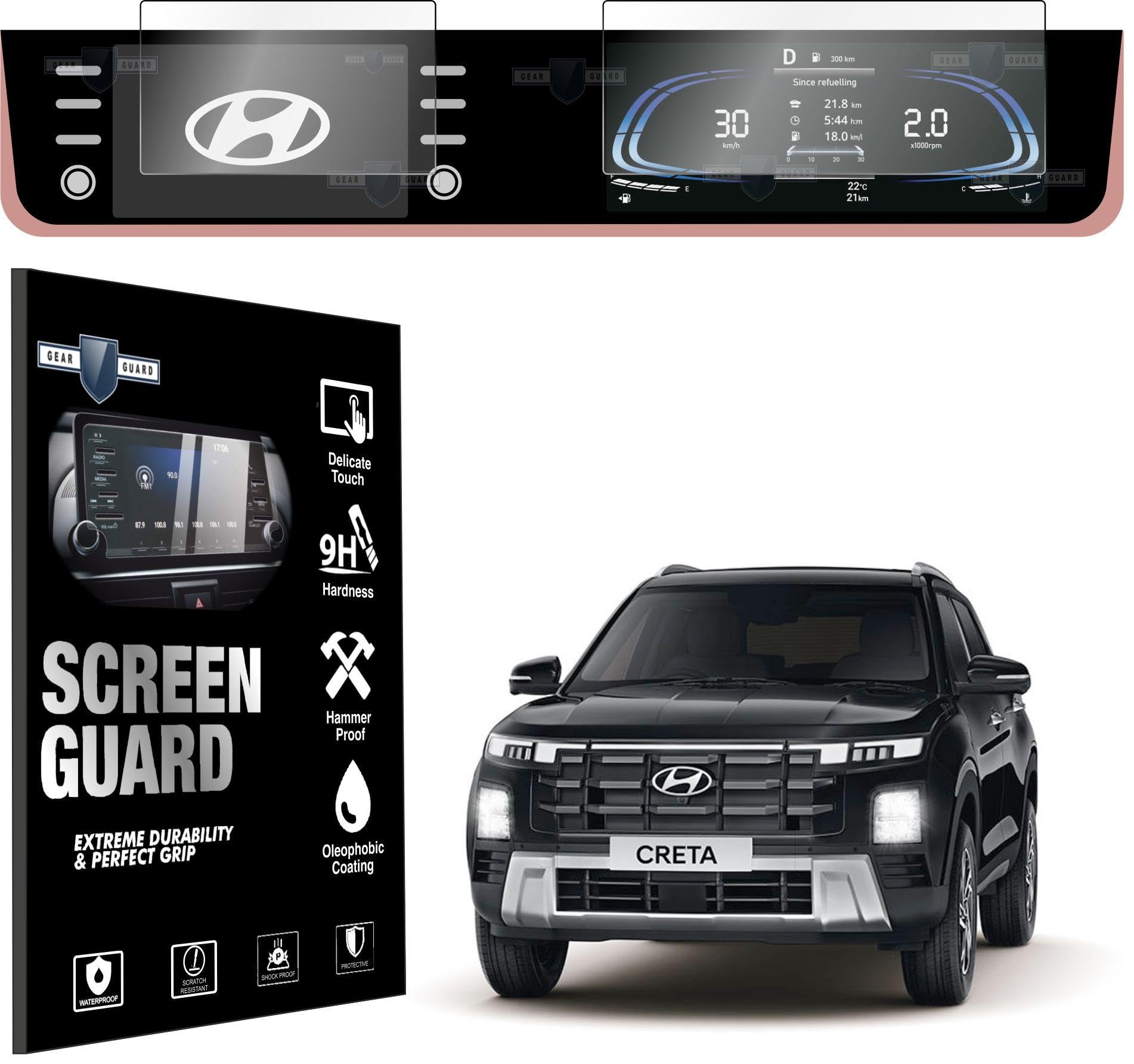 Touch Screen Guard For Hyundai Creta 2024 Car Accessories Full Screen 8" INCH Infotainment System Protector with 10.25inch INSTRUMENT CLUSTER - Matte-image-35