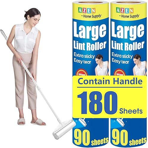 Miniatura 8 de AZEN Rodillos de pelusa para pelo de mascotas extra pegajosos, rodillo de pelusa de 600 hojas con 3 asas mejoradas, 6 rodillos removedor de pelusa