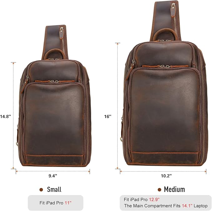 Bolso deHombro cruzado de cuero italiano con cremallera YKK miniatura 4