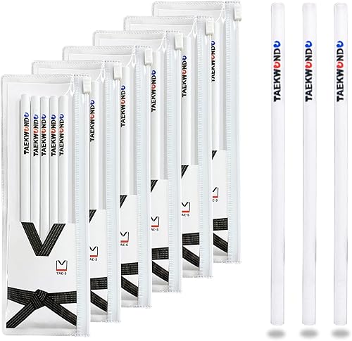 TAE-S Taekwondo - Lápices HB de madera con estuche de PVC transparente blanco, idea de regalo pensada para estudiantes de artes marciales (6