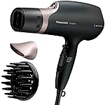 Panasonic Nanoe Salon Hair Dryer, Oscillating QuickDry Nozzle, Blow Dryer with Diffuser, Concentrator Attachments, 3 Speed Heat Settings for Styling and Healthy Hair - EH-ANA6HN (Black/ Pink Gold)