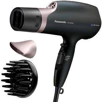 Panasonic Nanoe Salon Hair Dryer with Oscillating Quickdry Nozzle, Diffuser & Concentrator Attachments, 3 Heat & 2 Speed Settings, Japanese Technology for All Hair Types EH-ANA6HN Black/Pink Gold