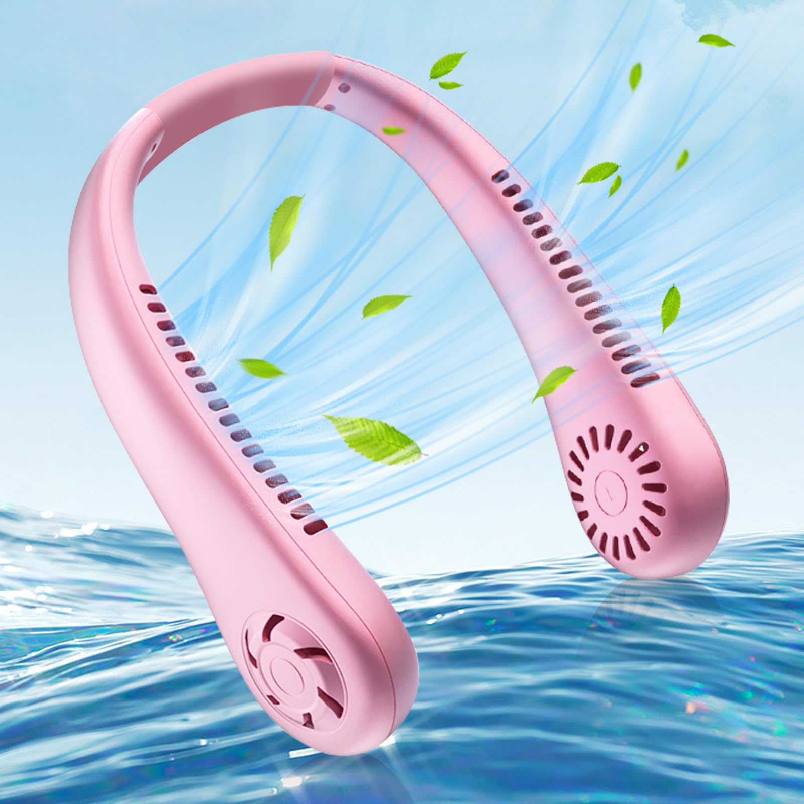 mebiusyhc Portable Neck Fan, bladeless neck fan,USB Rechargeable Personal Fan, Rechargeable, Headphone Design,3 Speeds Operated Adjustable,neck fans for women,for Indoor Outdoor Travelling (pink)