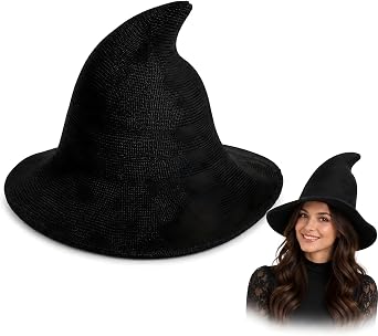 Halloween Black Witches Hat, Knitted Womens Witch Hat, Adult Costume Party
