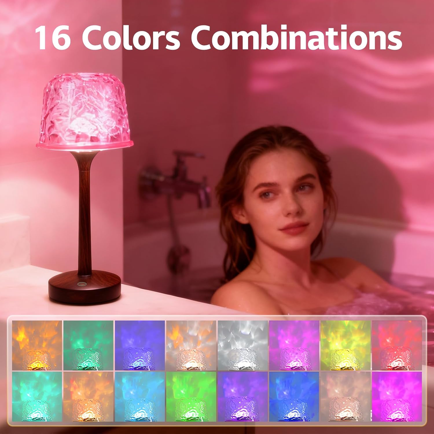 Shower Light, Spa-Like Waterproof Bathroom Shower Lamp with 16 Color Ocean Wave Projector, Rechargeable Cordless Light with Touch & Remote Control, Bathroom Lamp for Inside Shower & Bathtub - Image 5