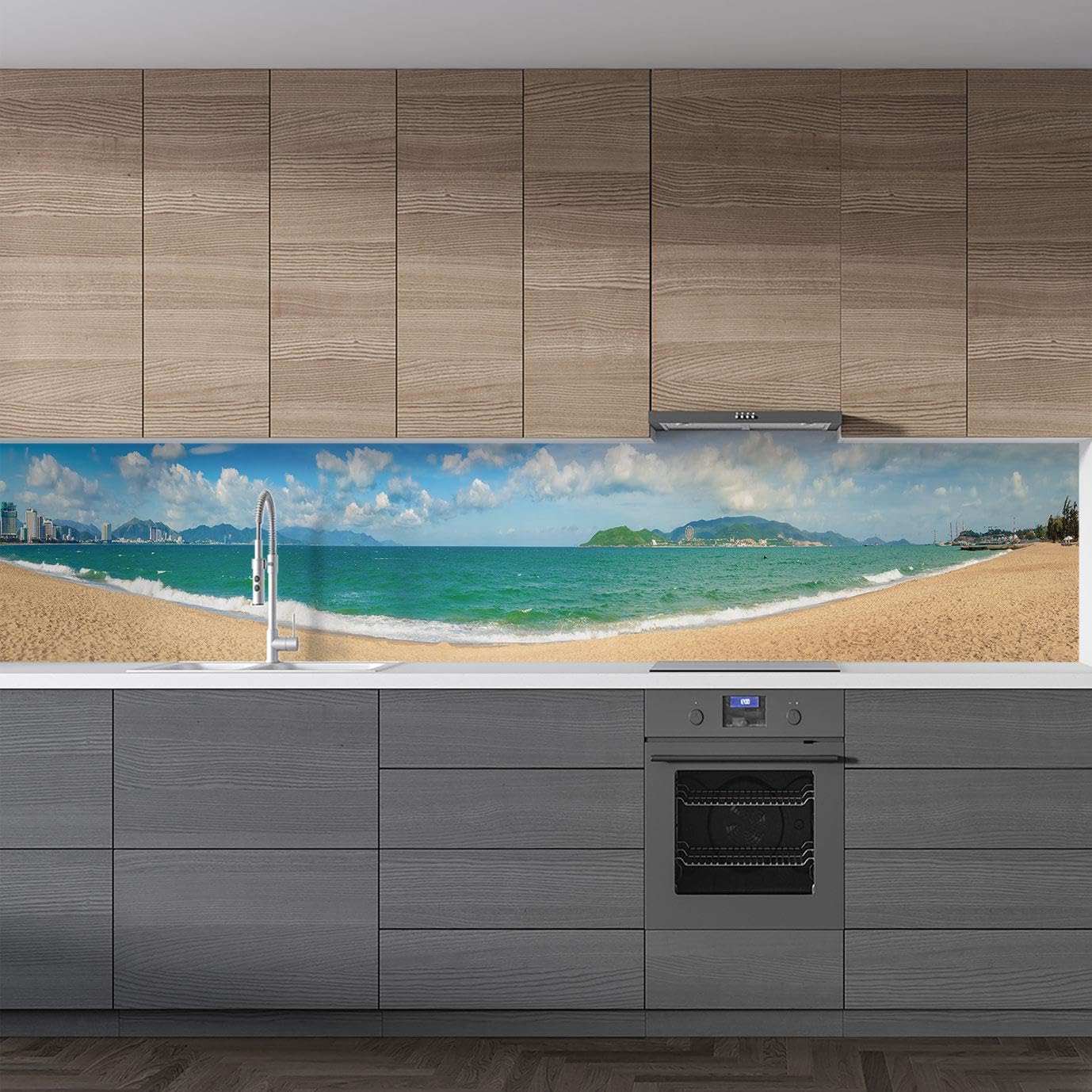 Mutfak Tezgah Arası Folyo Fayans Kaplama Folyosu Nha Trang Plaj 60x100 CM