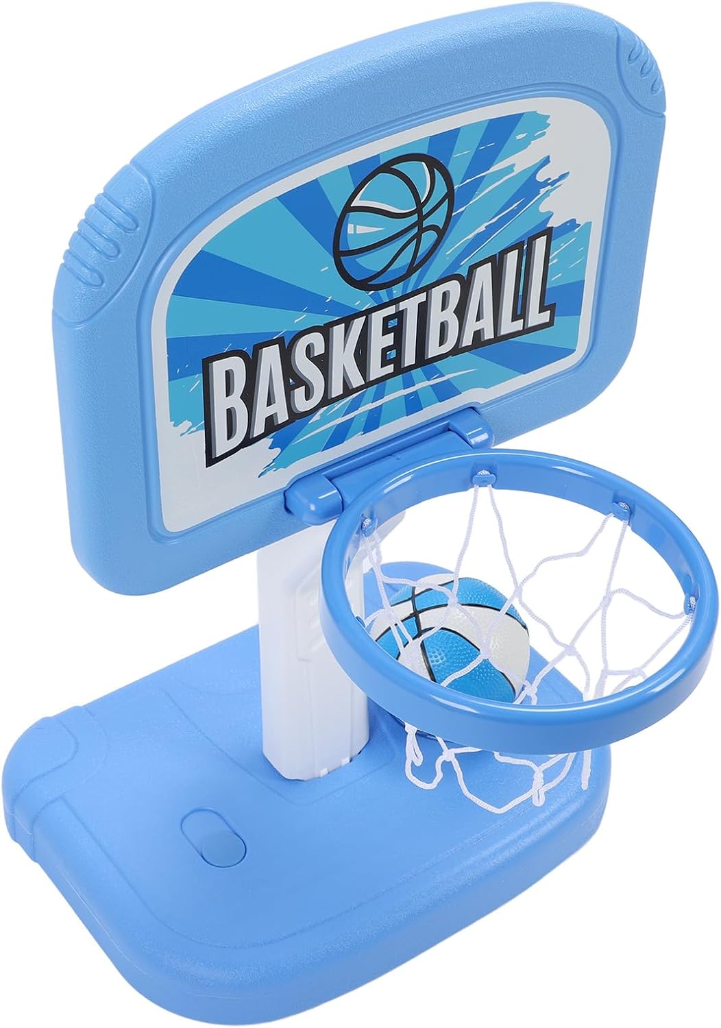 Asixxsix Pool Basketball Hoop, Adjustable Height Sturdy Plastic Swimming Pool Basketball Game Toys with 2 Balls and Air Pump for Indoor Outdoor Play Children